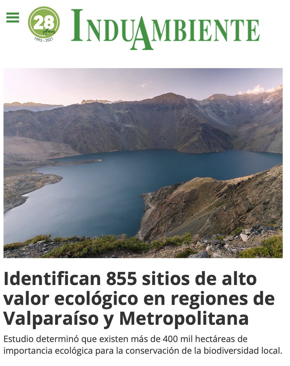 Identifican 855 sitios de alto valor ecológico en regiones de Valparaíso y Metropolitana
