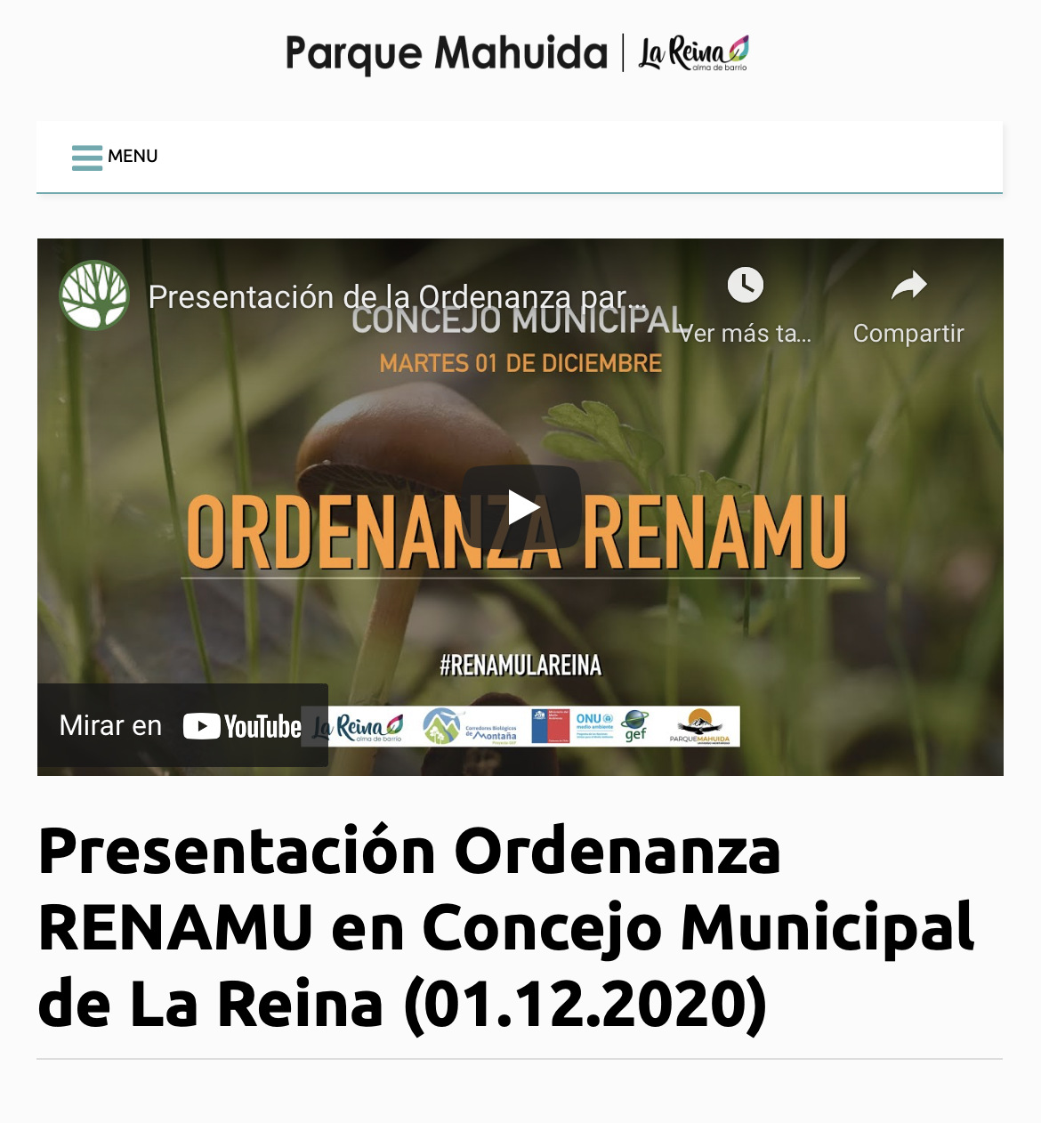 Presentación Ordenanza RENAMU en Concejo Municipal de La Reina (01.12.2020)