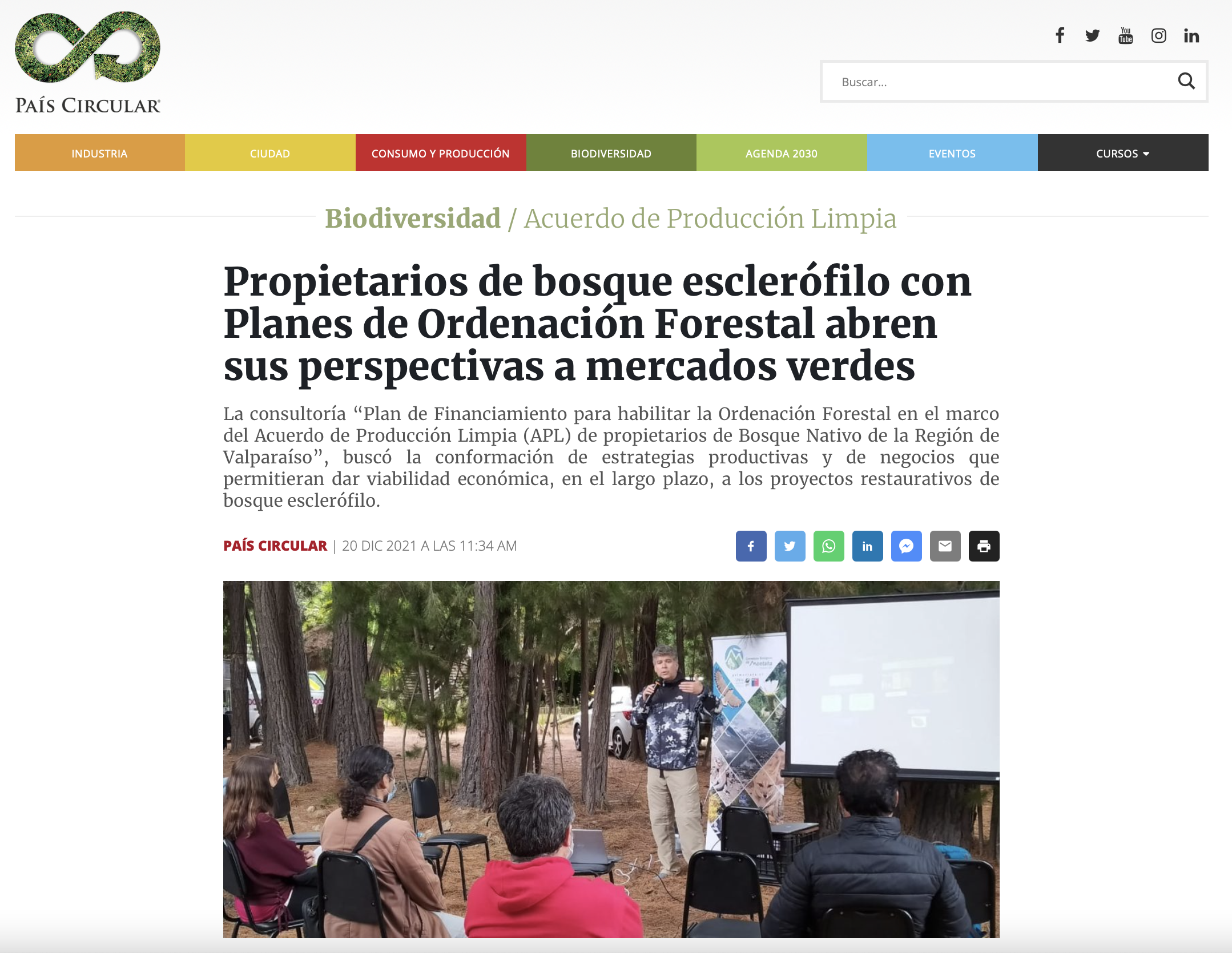 Propietarios de bosque esclerófilo con Planes de Ordenación Forestal abren sus perspectivas a mercados verdes