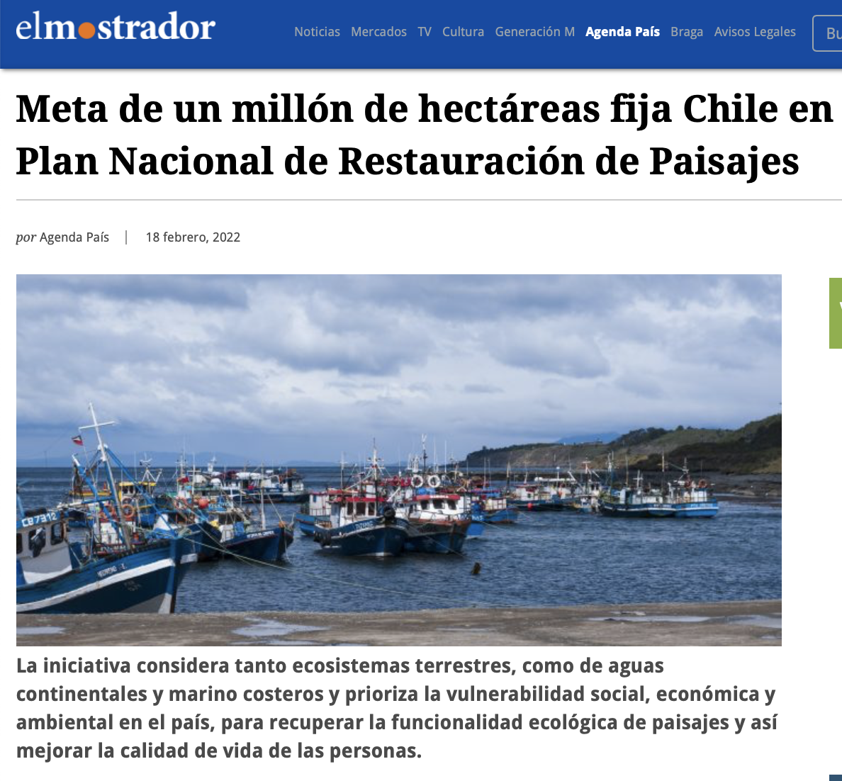 Meta de un millón de hectáreas fija Chile en Plan Nacional de Restauración de Paisajes