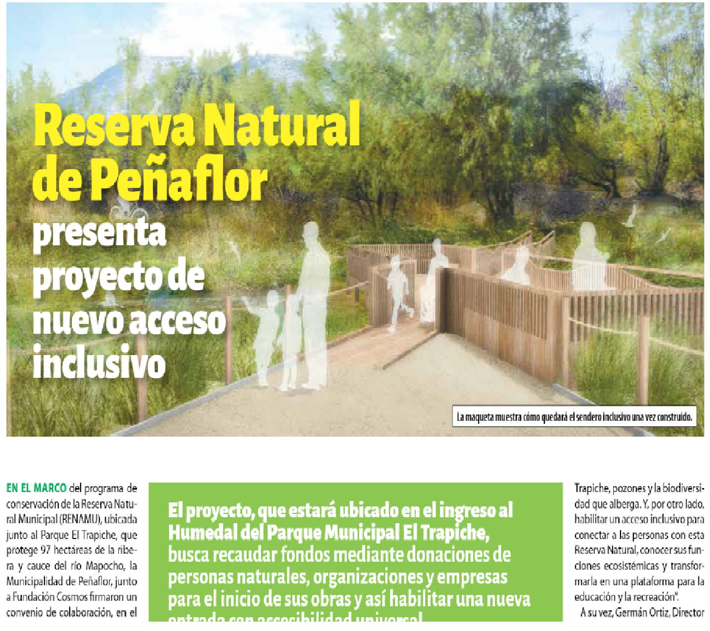 Reserva Natural de Peñaflor presenta proyecto de nuevo acceso inclusivo